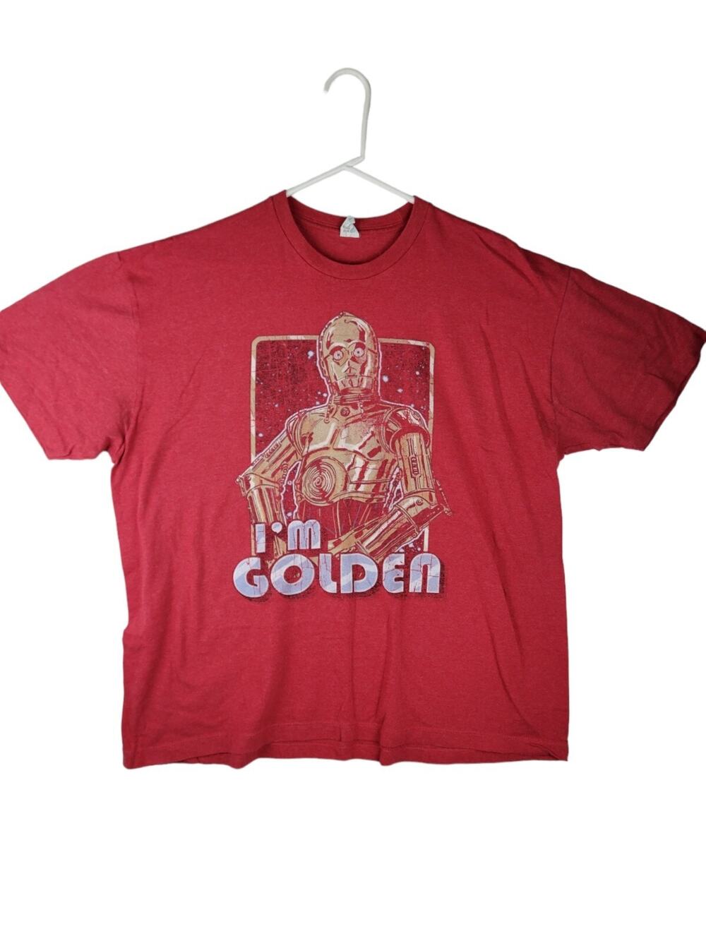 STAR WARS I'm Golden C-3PO C3PO Graphic Crew T Shirt Mens L Large Red c3p0 Vtg